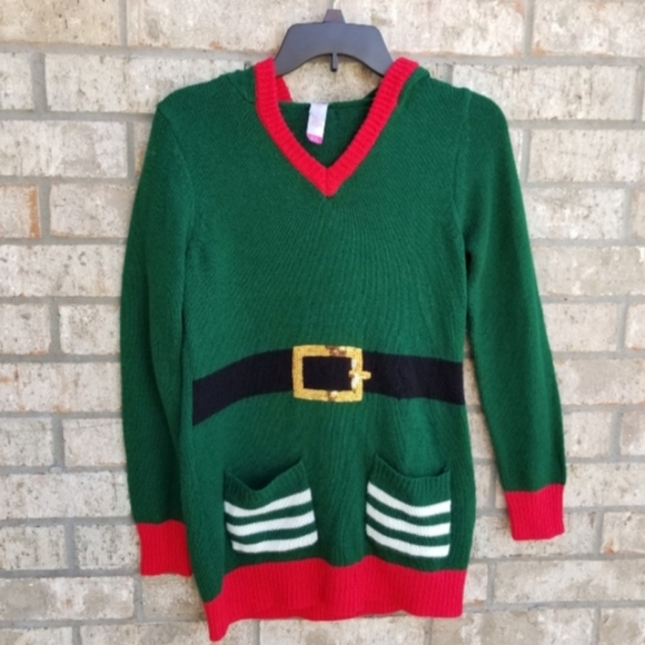 NoBo Hooded Ugly Christmas Elf Sweater Dress (Womens SM/M JrsXL 15-17) Green Red - Picture 4 of 10